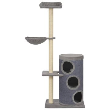 Albero per Gatti con Pali Tiragraffi in Sisal Grigio 148 cm