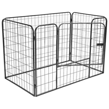 Recinto per Cani Resistente Nero 120x80x70 cm in Acciaio