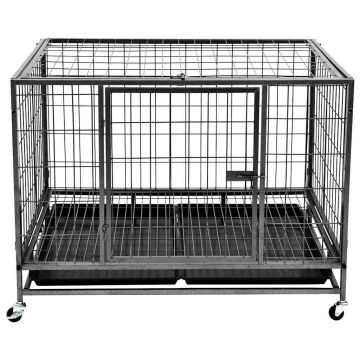 Gabbia per Cani Robusta con Ruote in Acciaio 98x72x77 cm
