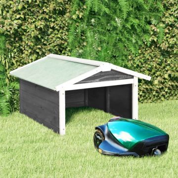 Casetta per Tosaerba Robotizzato 72x87x50cm Grigia Bianca Abete