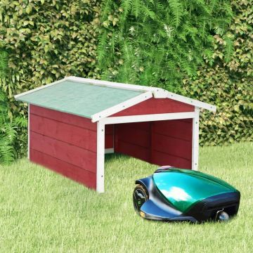 Casetta per Tosaerba Robotizzato 72x87x50 cm Rossa Bianca Abete