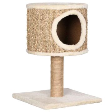 Albero per Gatti con Casetta e Palo Tiragraffi 52 cm in Giunco
