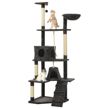 Albero per Gatti con Tiragraffi in Sisal Grigio Scuro 191 cm
