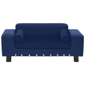 Divano per Cani Blu 81x43x31 cm in Peluche e Similpelle