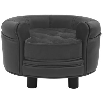 Divano per Cani Grigio Scuro 48x48x32cm in Peluche e Similpelle