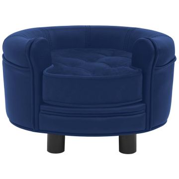 Divano per Cani Blu 48x48x32 cm in Peluche e Similpelle
