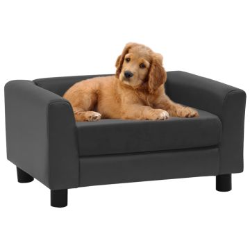 Divano Cani Cuscino Grigio Scuro 60x43x30cm Peluche Similpelle