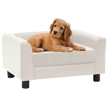 Divano per Cani Cuscino Crema 60x43x30cm Peluche Similpelle