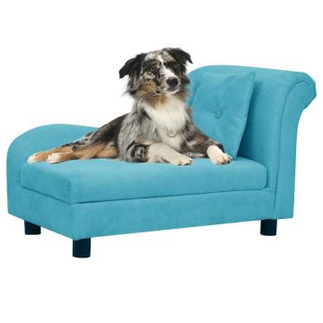 Divano per Cani con Cuscino Turchese 83x44x44 cm in Peluche