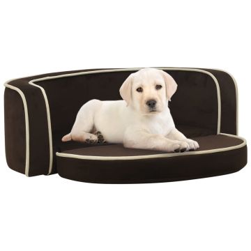 Divano Cani Pieghevole Marrone 73x67x26 cm in Peluche e Cuscino