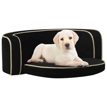 Divano Cani Pieghevole Nero 73x67x26 cm in Peluche e Cuscino