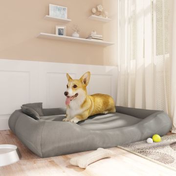 Cuccia per Cani con Cuscini Grigio 135x110x23 cm Tessuto Oxford