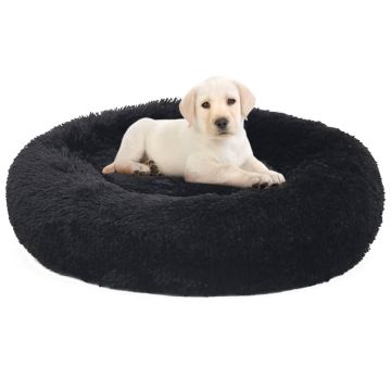 Cuscino Lavabile per Cani e Gatti Nero 90x90x16 cm in Peluche