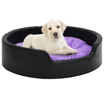 Lettino per Cani Nero e Viola 90x79x20 cm Peluche e Similpelle