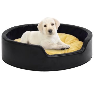 Lettino per Cani Nero e Giallo 79x70x19 cm Peluche e Similpelle