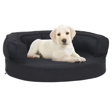 Materasso Ergonomico per Cani 60x42 cm Effetto Lino Nero