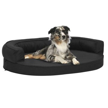 Materasso Ergonomico Lettino per Cani 90x64cm Effetto Lino Nero