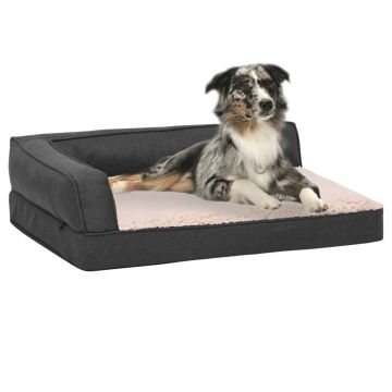 Materasso Ergonomico per Cani 60x42 cm Pile Lino Grigio Scuro