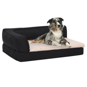 Materasso Ergonomico per Cani 75x53 cm Pile Effetto Lino Nero