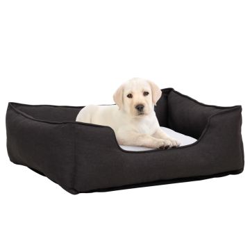 Lettino Cani Grigio e Bianco 110,5x80,5x26 cm Pile Effetto Lino