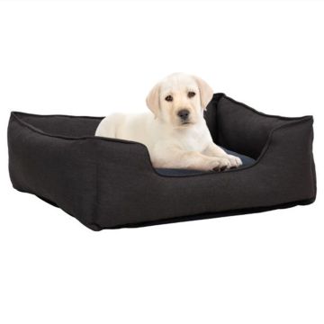 Lettino per Cani Grigio Scuro 65x50x20 cm in Pile Effetto Lino