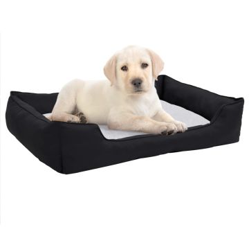 Lettino Cani Nero e Bianco 110,5x80,5x26cm in Pile Effetto Lino
