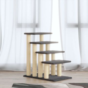 Albero per Gatti con Tiragraffi in Sisal Grigio Scuro 63 cm