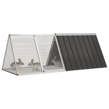 Gabbia per Conigli Antracite 201,5x80,5x71 cm Acciaio Zincato