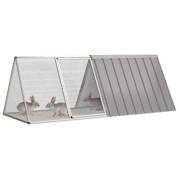Gabbia per Conigli grigio 201,5x80,5x71 cm Acciaio Zincato
