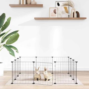 Gabbia per animali domestici a 12 pannelli con porta nera 105x105x35 cm in acciaio