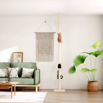Albero per Gatti da Pavimento a Soffitto Crema 250,5-276,5 cm