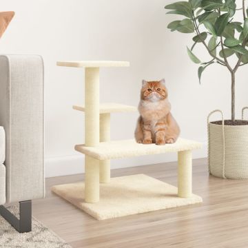 Albero per Gatti con Tiragraffi in Sisal Crema 61 cm