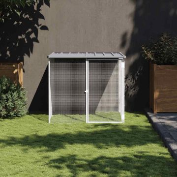 Gabbia Polli Tetto Grigio Chiaro 103x98x90 cm Acciaio Zincato