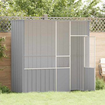 Gabbia per Uccelli Grigia 215x78x200 cm in Acciaio Zincato