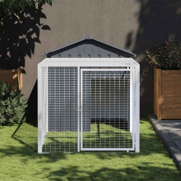 Gabbia per polli con recinto antracite 117x201x123 cm in acciaio zincato
