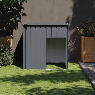 Cuccia per cani con tetto antracite 110x103x109 cm in acciaio zincato