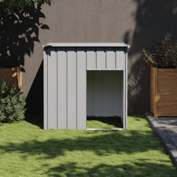 Cuccia per cani con tetto grigio chiaro 110x103x109 cm in acciaio zincato