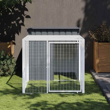 Gabbia per polli con recinto antracite 110x201x110 cm in acciaio zincato