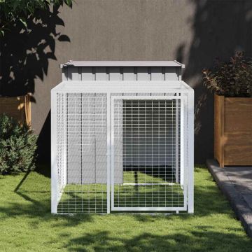 Gabbia per polli con recinto grigio chiaro 110x201x110 cm in acciaio zincato
