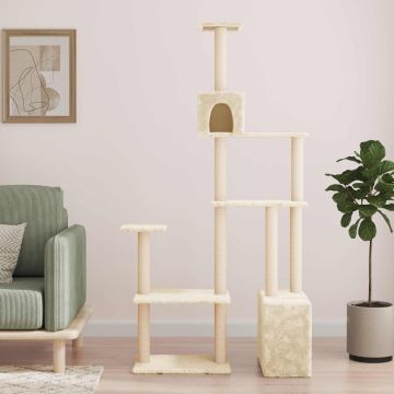 Albero per gatti con pali per graffiare in sisal Crema 177,5 cm
