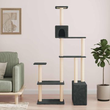 Albero per gatti con pali per graffiare in sisal Grigio Scuro