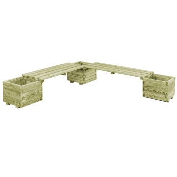 Panca con Fioriere da Giardino B-Stock Pino Massello Impregnato