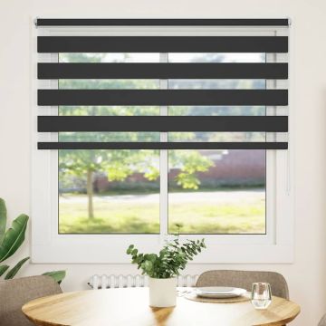 Tenda a rullo zebrata 140,9x175 cm Larghezza tessuto 136,7 cm nero