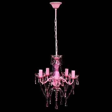 Lampadario in Cristallo 5 Lampadine Rosa