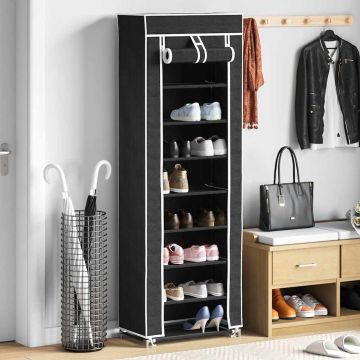 Scarpiera in Tessuto Richiudibile 57 x 29 x 162 cm Nera