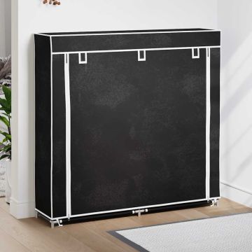 Scarpiera in Tessuto Richiudibile 115 x 28 x 110 cm Nera