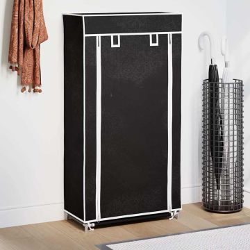 Scarpiera in Tessuto Richiudibile 58 x 28 x 106 cm Nera