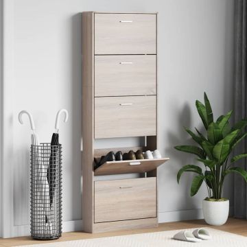 Scarpiera in Legno Effetto Rovere con 5 Scomparti