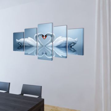 Set Stampa su Tela da Muro 5 pz Cigno 100 x 50 cm