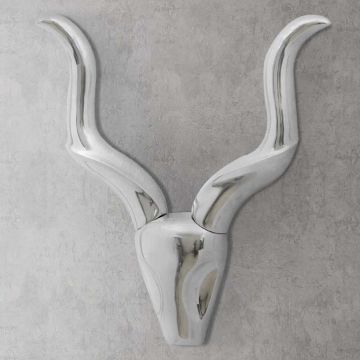 Decorazione da parete Testa gazzella colore argento 50 cm
